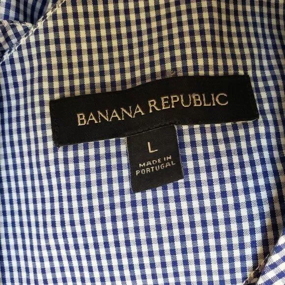 Banana Republic Gingham Sleeveless Top Crossback Size Large 100% Cotton Brunch - Picture 3 of 6